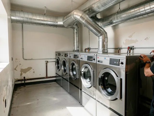 Georgetown Dryer Vent Cleaning team performing large-scale commercial dryer vent cleaning in Georgetown