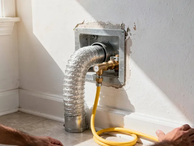 Georgetown Dryer Vent Cleaning certified technician performing specialized gas dryer vent cleaning in Georgetown
